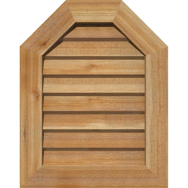 Ekena Millwork Octagonal Top Gable Vent Western Red Cedar Gable Vent w/Decorative Face Frame, 18"W x 18"H GVWOT18X1802RDUWR - main